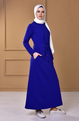 Robe Taille Plissée 1516-10 Bleu Roi 1516-10