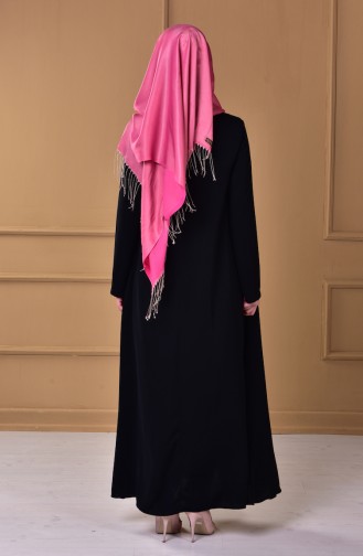 Abaya Lacé Bordé de Perles 5050-01 Noir 5050-01