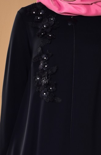 Stone Embroidered Laced Abaya 5050-01 Black 5050-01