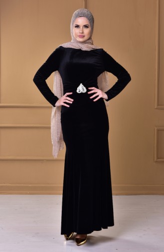 Black Hijab Evening Dress 52644-03