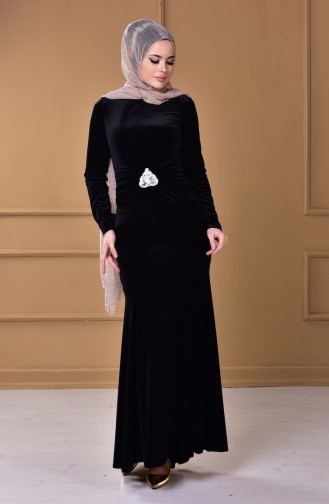 Black Hijab Evening Dress 52644-03