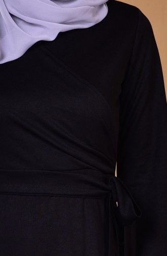 Yandan Bağlamalı Elbise 4071-06 Siyah