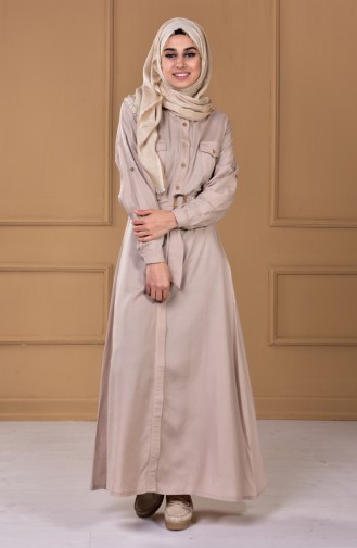 Beige Hijab Dress 5041-01