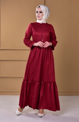Claret Red Hijab Dress 81476-03