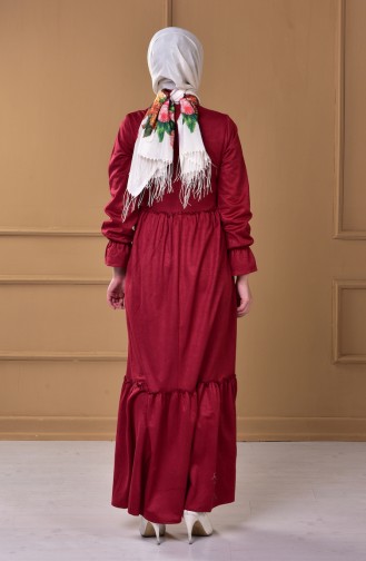 Claret Red Hijab Dress 81476-03