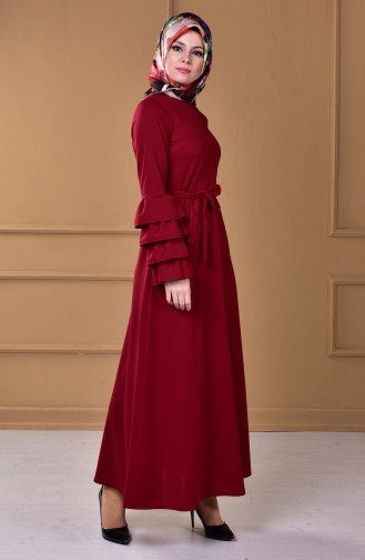 Claret Red Hijab Dress 1002-06