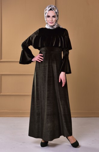 Khaki Hijab Dress 4008-18