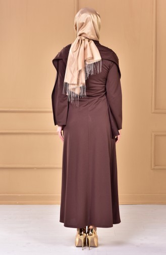 Kleid mit Schal Geschenk 4063-06 Braun 4063-06