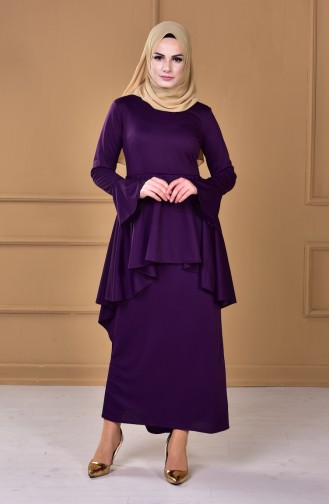 Robe Détail Asymétrique 2223-04 Pourpre 2223-04