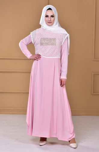 Kleid mit Netz 5039-02 Pink 5039-02