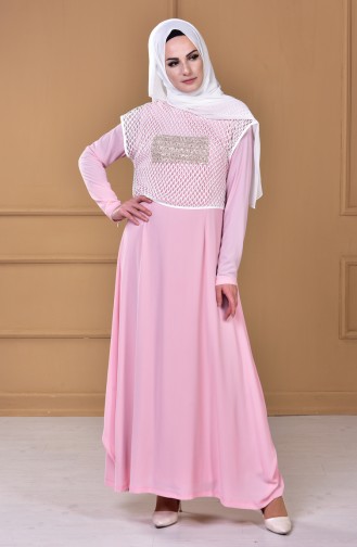 Kleid mit Netz 5039-02 Pink 5039-02