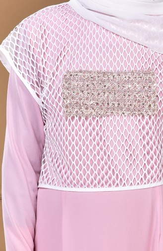 Fileli Elbise 5039-02 Pembe