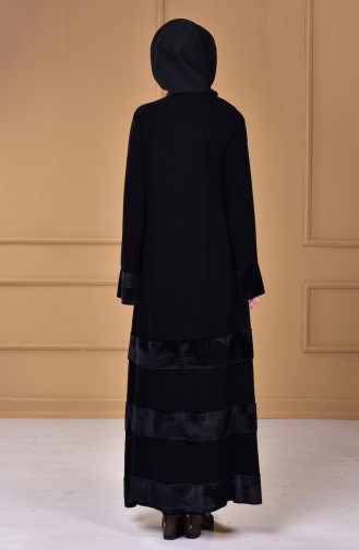 Abaya Garni Velours 7739-01 Noir 7739-01