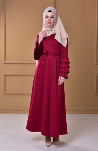 Kleid mit Gürtel 1002-08 Kirsche 1002-08