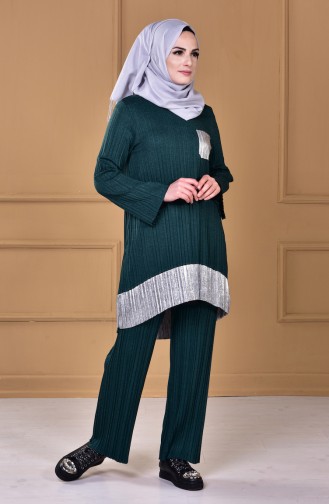 Piliseli Tunik Pantolon İkili Takım 1031-03 Yeşil