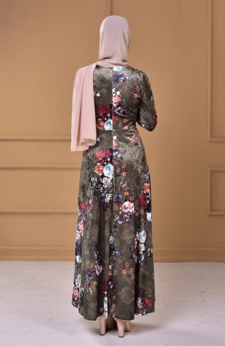Khaki Hijab Dress 60655-03