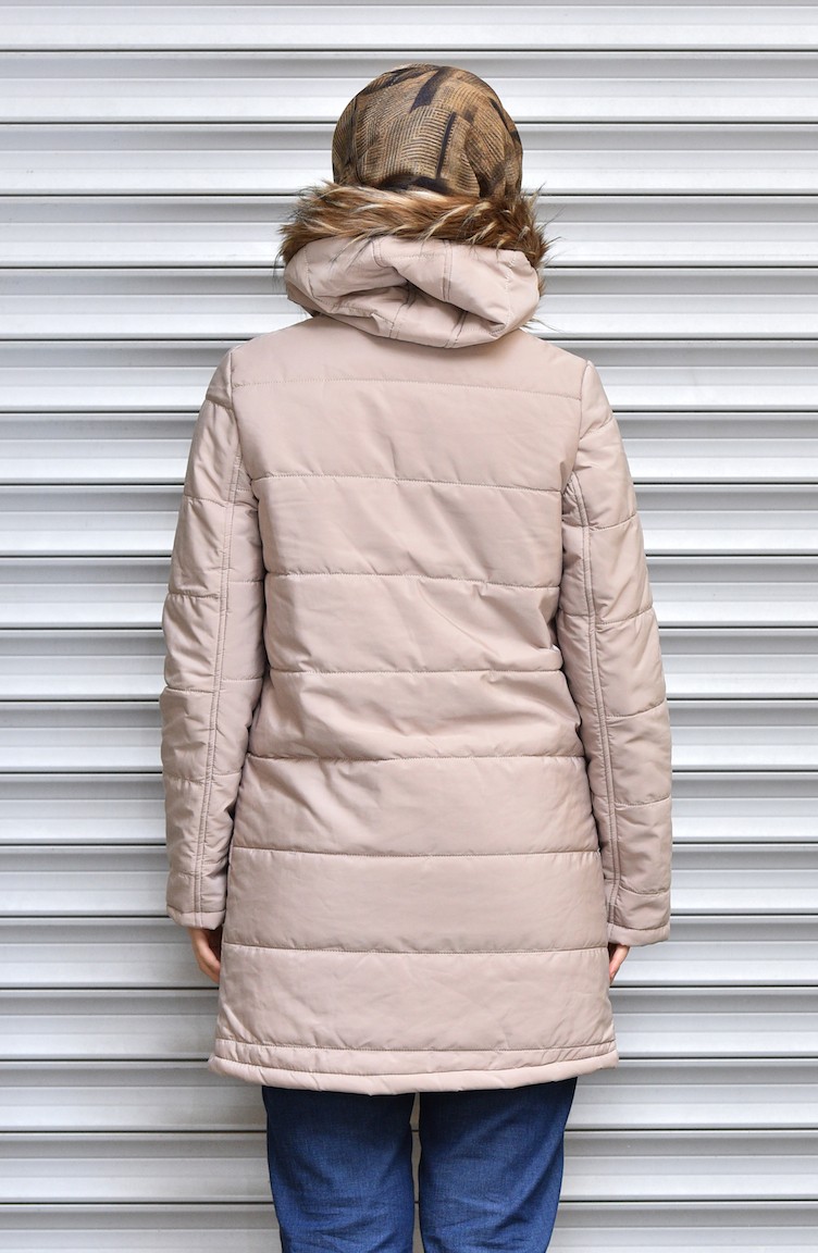 Cream Winter Coat 645104 Sefamerve