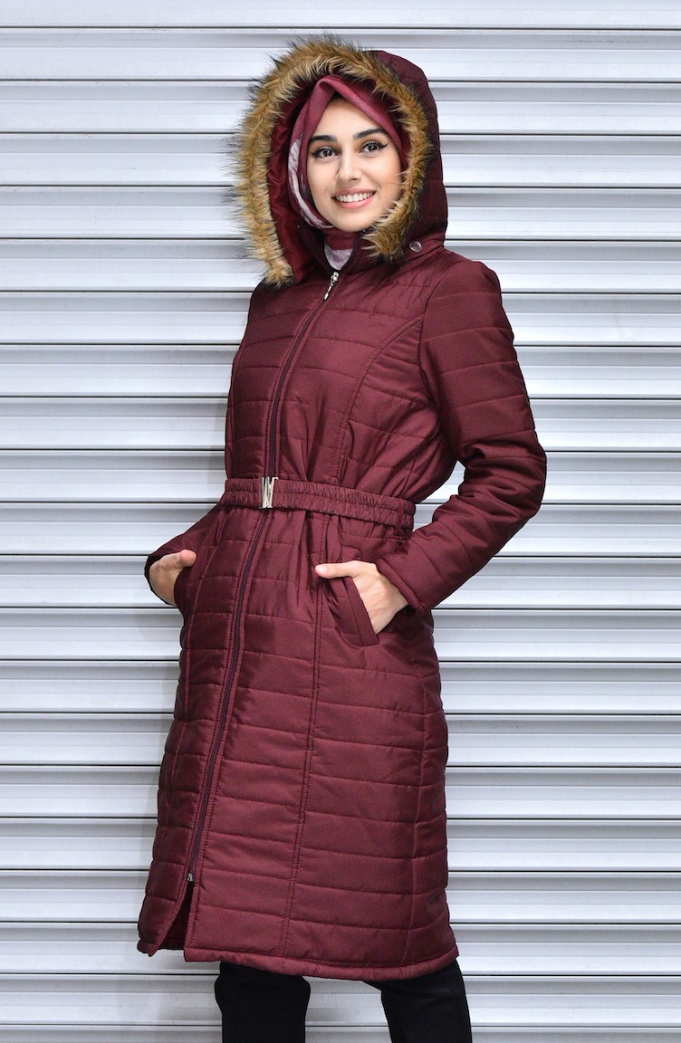 plum winter coat