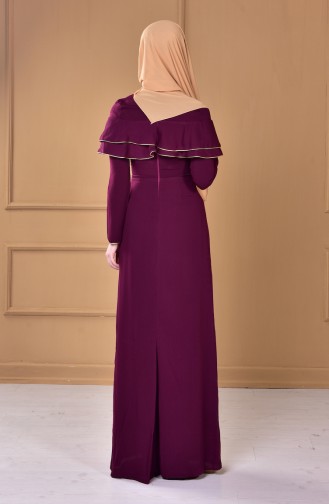 فستان 0040 بتصميم ياقة متدلية-01 لون أرجواني 0040-01