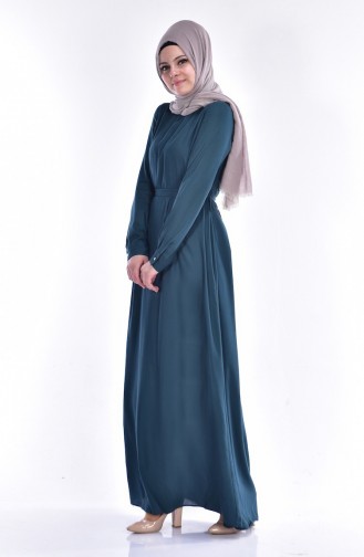 Petrol Hijab Dress 5022-03