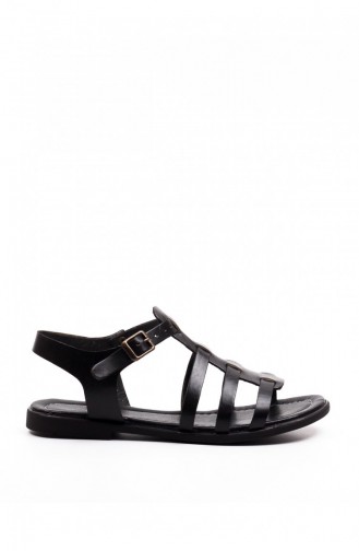 İsis Siyah Deri Bodrum Sandalet Outlet