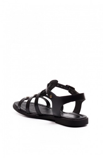 İsis Siyah Deri Bodrum Sandalet Outlet