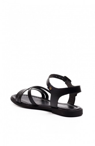 Lita Siyah Deri Bodrum Sandalet Outlet