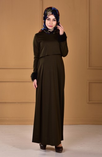 Khaki Hijab Dress 4137-02