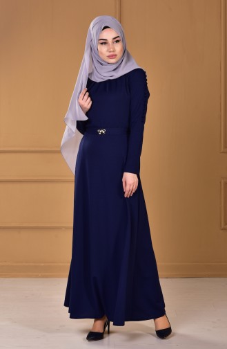Navy Blue Hijab Dress 4424-08