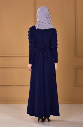 Navy Blue Hijab Dress 4424-08