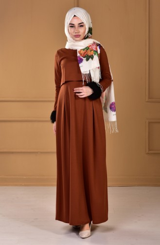 Tan Hijab Dress 4137-04