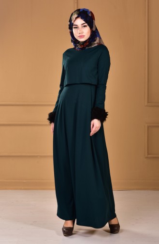 Emerald Green Hijab Dress 4137-03