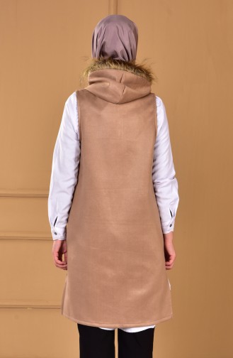 Wildleder Weste mit Pelzen 15449-01 Beige 15449-01