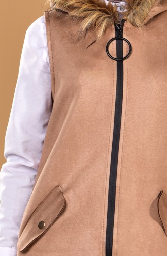 Wildleder Weste mit Pelzen 15449-01 Beige 15449-01