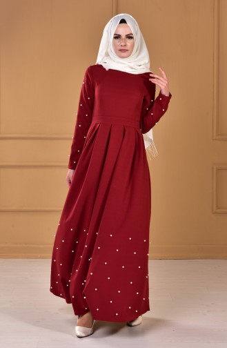 Robe Détail Perles 2018-04 Bordeaux 2018-04