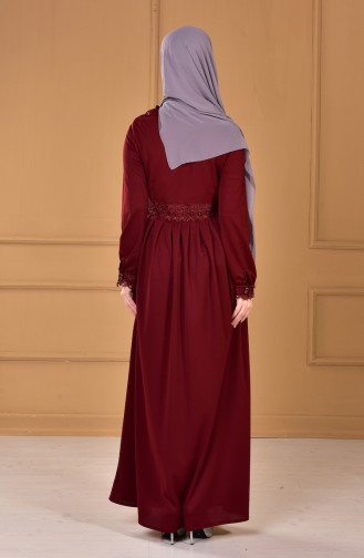Claret Red Hijab Dress 0121-04