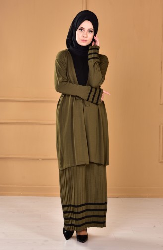 Ensemble Deux Pieces Gilet Jupe 3165-02 Khaki 3165-02