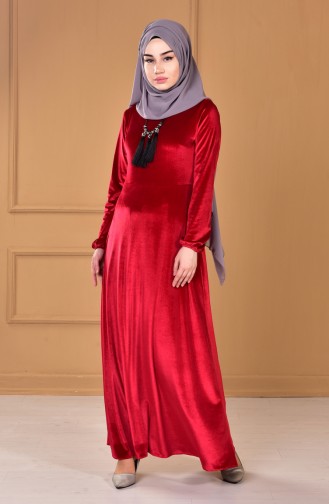 فستان مخمل بتصميم سادة 60667-01