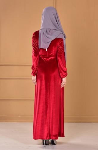 فستان مخمل بتصميم سادة 60667-01