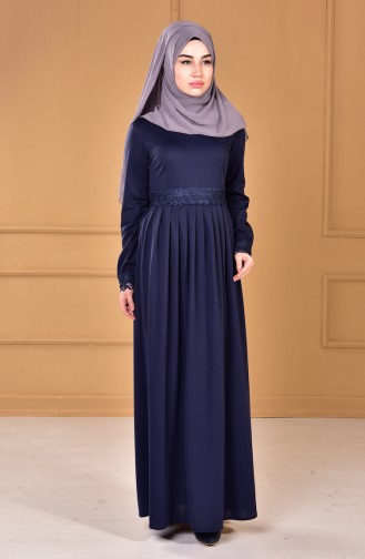 Navy Blue Hijab Dress 0121-01