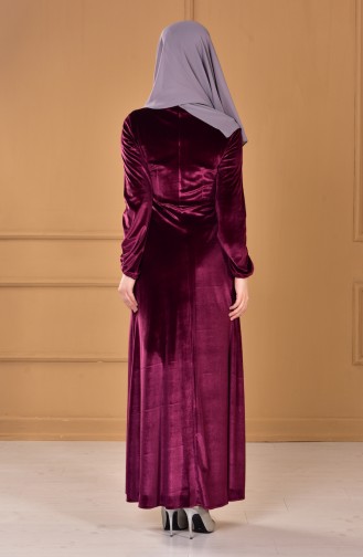 Plum Hijab Evening Dress 60667-02