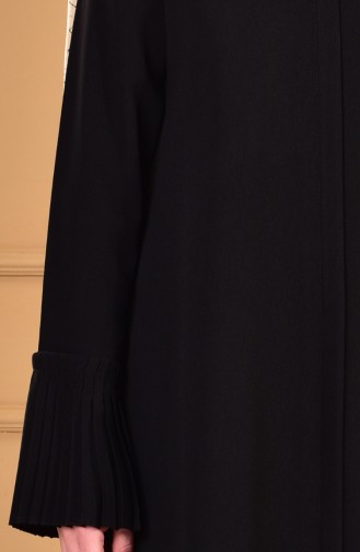 Abaya with Pleated Sleeve 48601-01 Black 48601-01