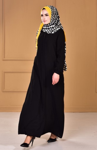 Abaya mit versteckter Reißverschluss  48603-01 Schwarz 48603-01