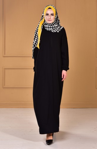 Abaya mit versteckter Reißverschluss  48603-01 Schwarz 48603-01