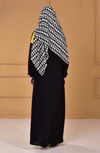 Abaya mit versteckter Reißverschluss  48603-01 Schwarz 48603-01