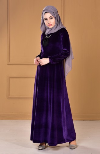 Purple Hijab Evening Dress 60667-06
