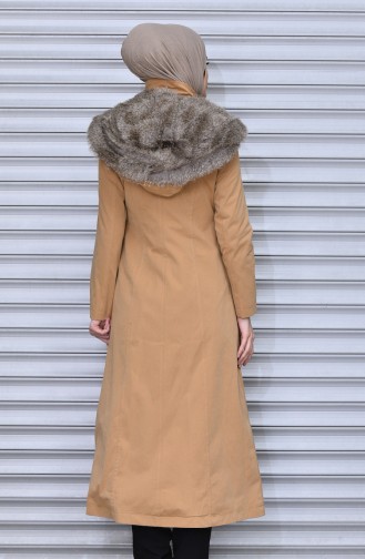 SUKRAN Hooded Zippered Long Coat 35779-02 Camel 35779-02