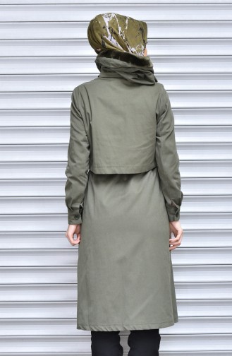 Hooded Abaya with Zipper 5055-04 Khaki 5055-04