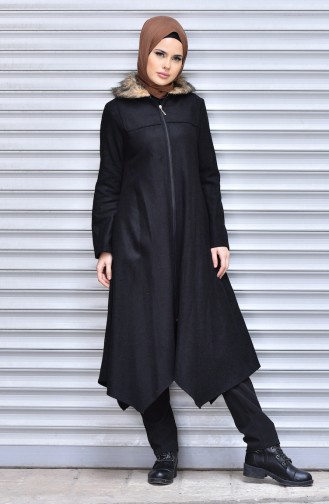 معطف طويل أسود 61155-01