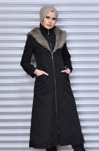 Hooded Coat with Zipper 35779-04 Black 35779-04